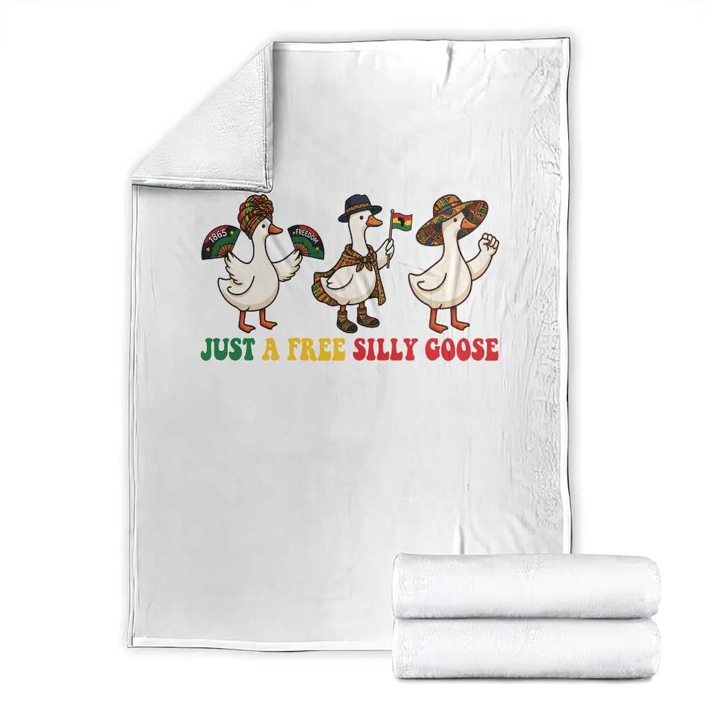 Funny Just A Free Silly Goose Throw Blanket Juneteenth Freedom Day TS12 White Print Your Wear