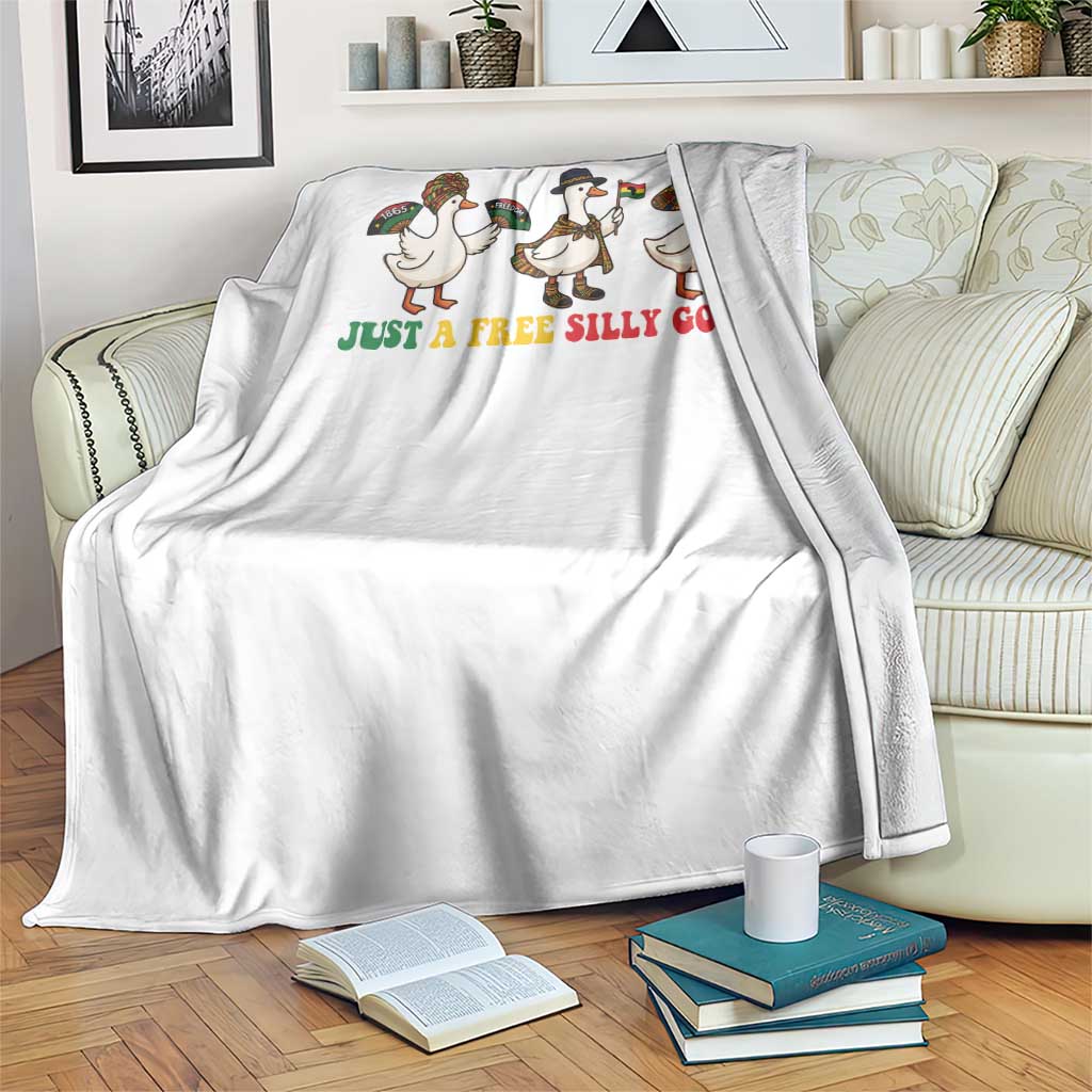 Funny Just A Free Silly Goose Throw Blanket Juneteenth Freedom Day TS12 Print Your Wear