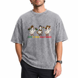 Funny Just A Free Silly Goose Washed Cotton T-Shirt Juneteenth Freedom Day