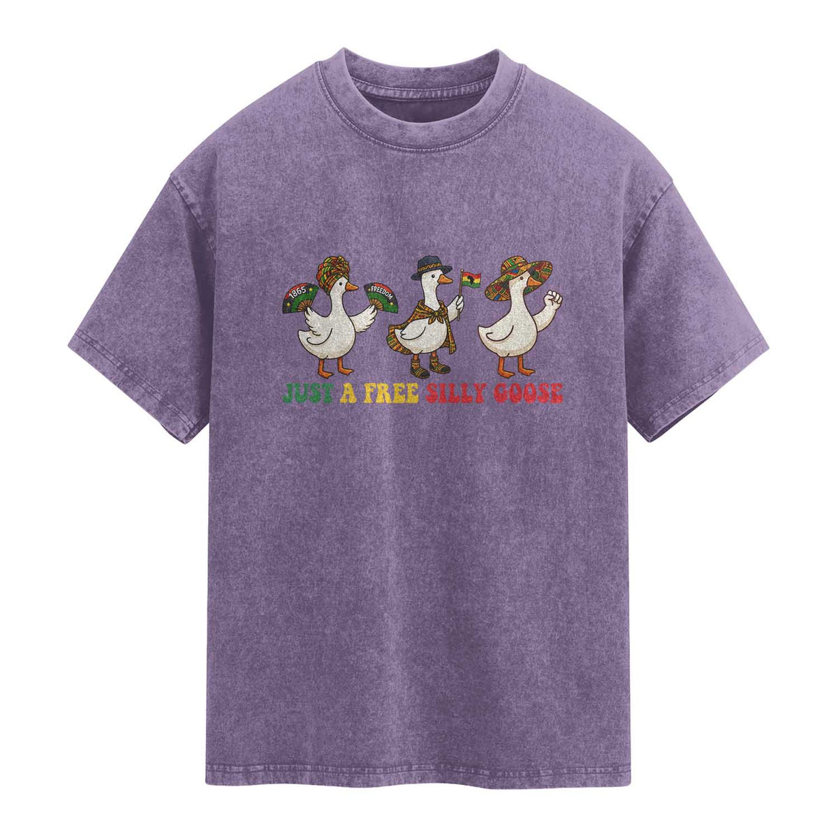 Funny Just A Free Silly Goose Washed Cotton T-Shirt Juneteenth Freedom Day