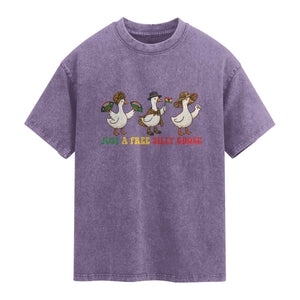 Funny Just A Free Silly Goose Washed Cotton T-Shirt Juneteenth Freedom Day