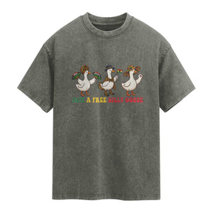 Funny Just A Free Silly Goose Washed Cotton T-Shirt Juneteenth Freedom Day