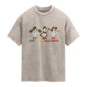 Funny Just A Free Silly Goose Washed Cotton T-Shirt Juneteenth Freedom Day