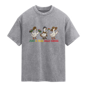 Funny Just A Free Silly Goose Washed Cotton T-Shirt Juneteenth Freedom Day