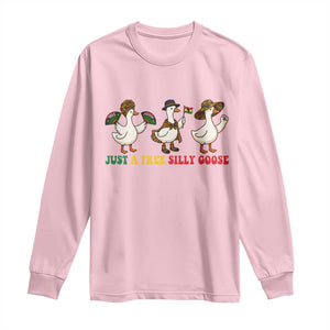 Funny Just A Free Silly Goose Long Sleeve Shirt Juneteenth Freedom Day TS12 Light Pink Print Your Wear