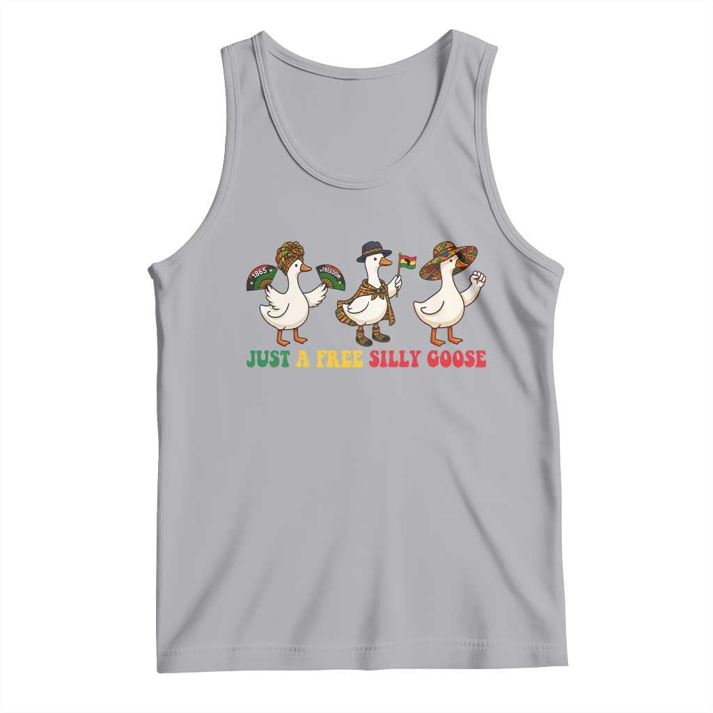 Funny Just A Free Silly Goose Tank Top Juneteenth Freedom Day TS12 Athletic Heather Print Your Wear