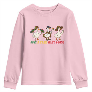 Funny Just A Free Silly Goose Youth Sweatshirt Juneteenth Freedom Day TS12 Light Pink Print Your Wear