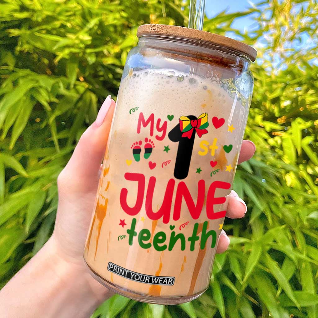My First Juneteenth Glass Can African American Baby Freedom Day TS12 White Print Your Wear
