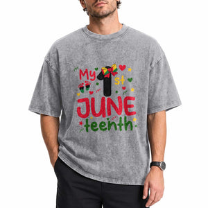 My First Juneteenth Washed Cotton T-Shirt African American Baby Freedom Day