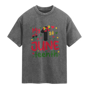 My First Juneteenth Washed Cotton T-Shirt African American Baby Freedom Day