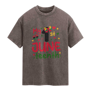 My First Juneteenth Washed Cotton T-Shirt African American Baby Freedom Day