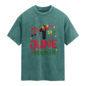 My First Juneteenth Washed Cotton T-Shirt African American Baby Freedom Day