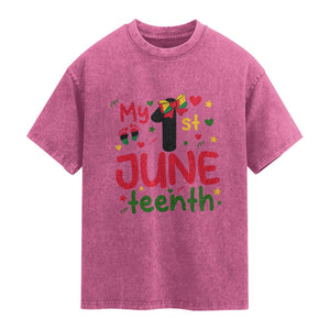 My First Juneteenth Washed Cotton T-Shirt African American Baby Freedom Day