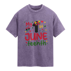 My First Juneteenth Washed Cotton T-Shirt African American Baby Freedom Day