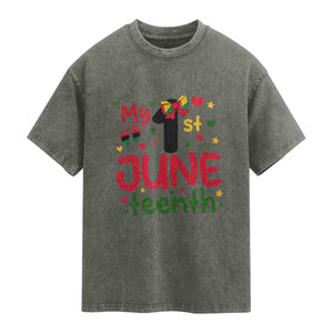 My First Juneteenth Washed Cotton T-Shirt African American Baby Freedom Day