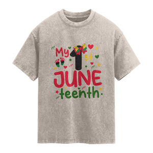 My First Juneteenth Washed Cotton T-Shirt African American Baby Freedom Day