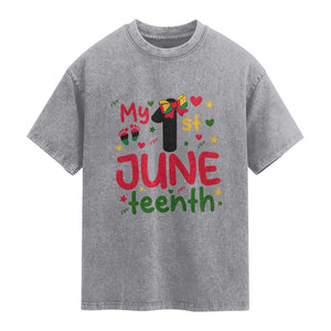 My First Juneteenth Washed Cotton T-Shirt African American Baby Freedom Day