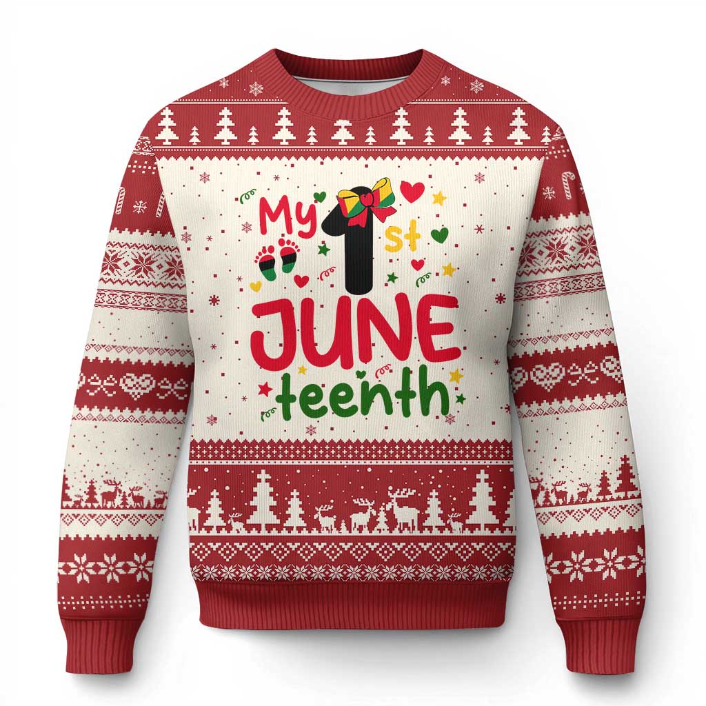 My First Juneteenth Ugly Christmas Sweater African American Baby Freedom Day TS12 Beige Red Print Your Wear