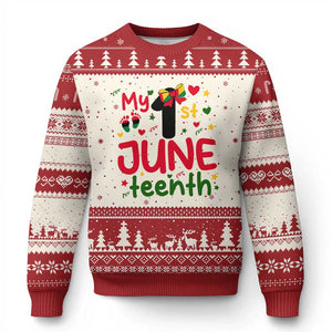 My First Juneteenth Ugly Christmas Sweater African American Baby Freedom Day TS12 Beige Red Print Your Wear