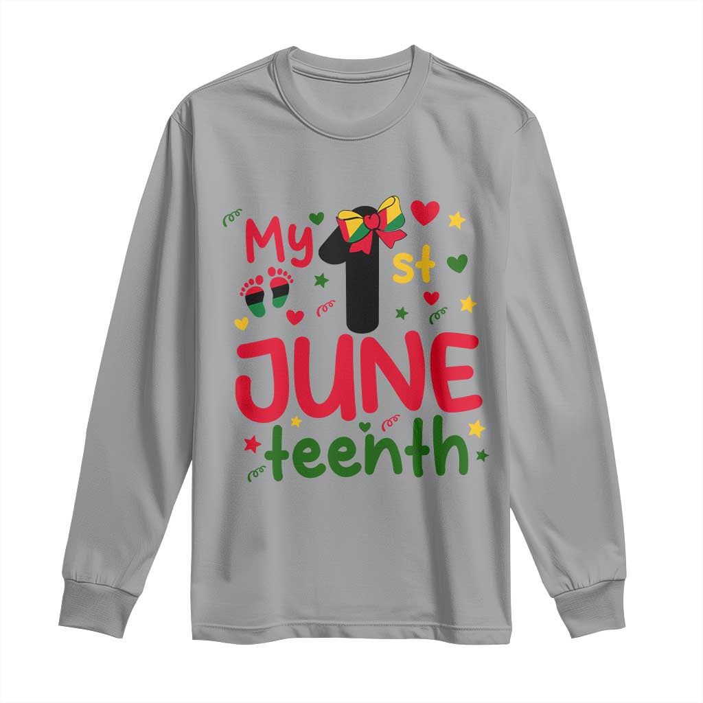 My First Juneteenth Long Sleeve Shirt African American Baby Freedom Day TS12 Sport Gray Print Your Wear