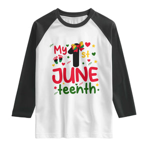 My First Juneteenth Raglan Shirt African American Baby Freedom Day TS12 White Black Print Your Wear