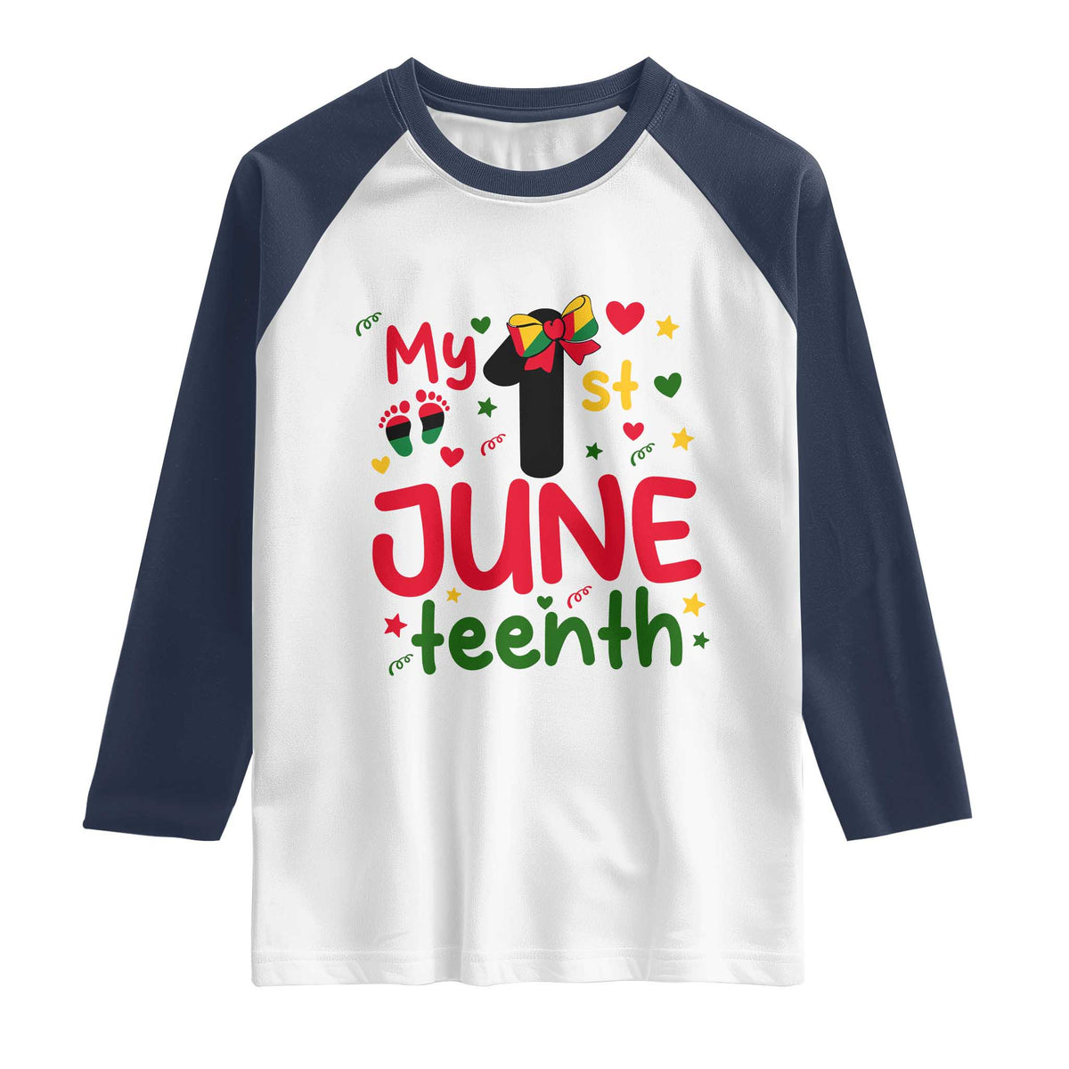 My First Juneteenth Raglan Shirt African American Baby Freedom Day TS12 White Navy Print Your Wear