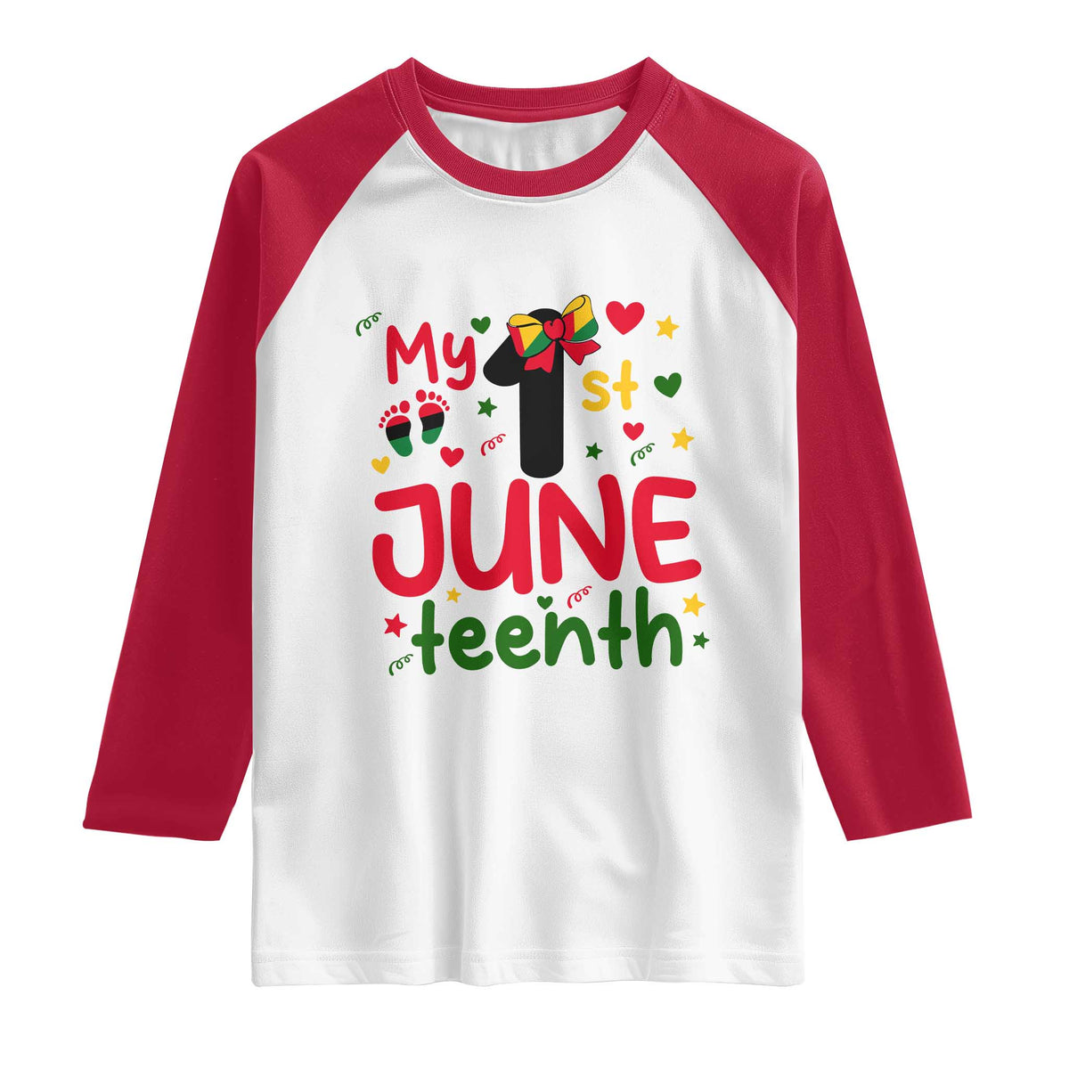 My First Juneteenth Raglan Shirt African American Baby Freedom Day TS12 White Red Print Your Wear