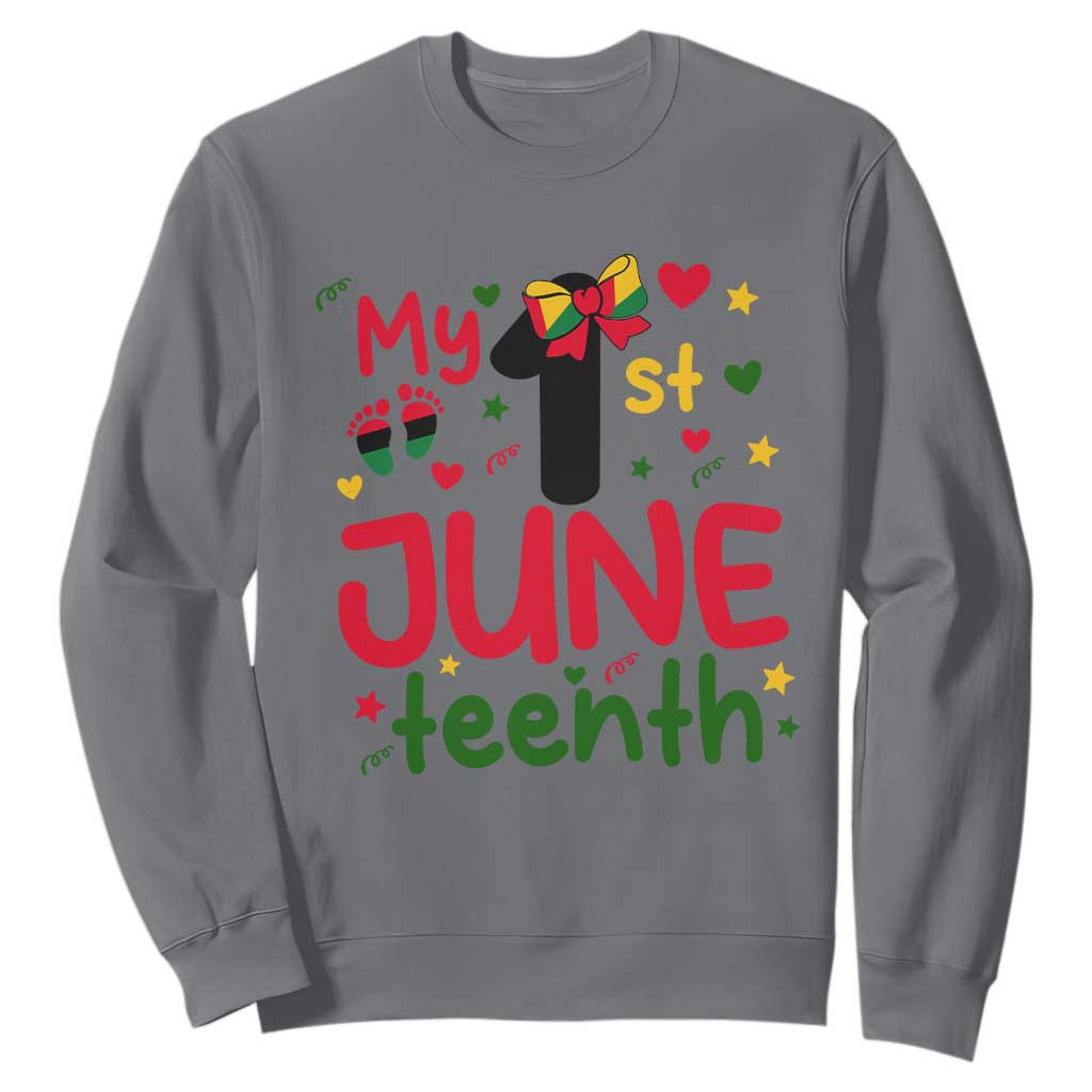 My First Juneteenth Sweatshirt African American Baby Freedom Day TS12 Charcoal Print Your Wear
