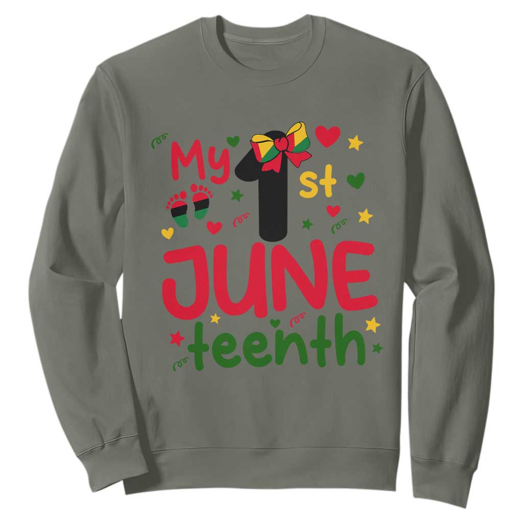 My First Juneteenth Sweatshirt African American Baby Freedom Day TS12 Military Green Print Your Wear