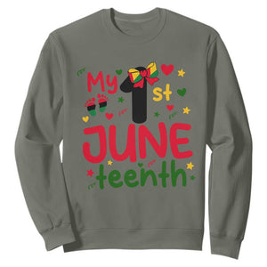 My First Juneteenth Sweatshirt African American Baby Freedom Day TS12 Military Green Print Your Wear