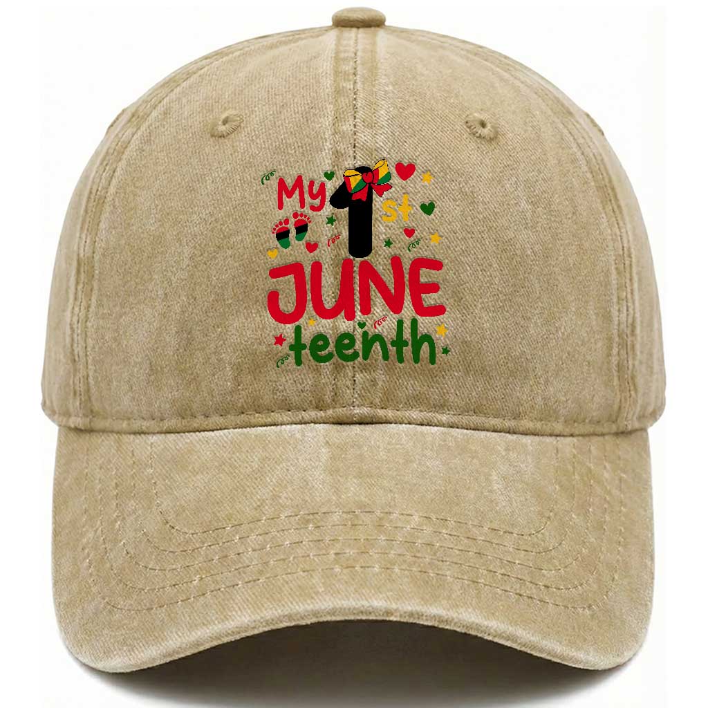 My First Juneteenth Washed Cotton Baseball Cap African American Baby Freedom Day TS12 Print Your Wear