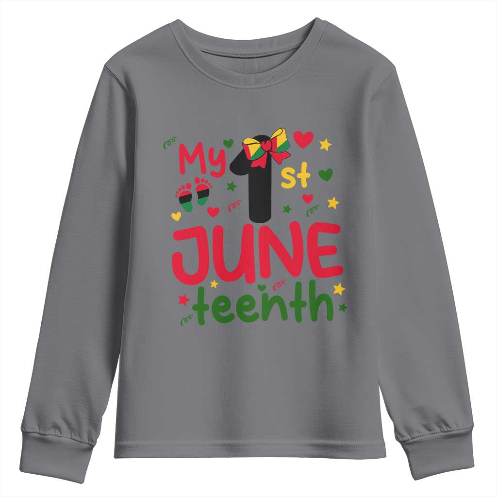 My First Juneteenth Youth Sweatshirt African American Baby Freedom Day TS12 Charcoal Print Your Wear