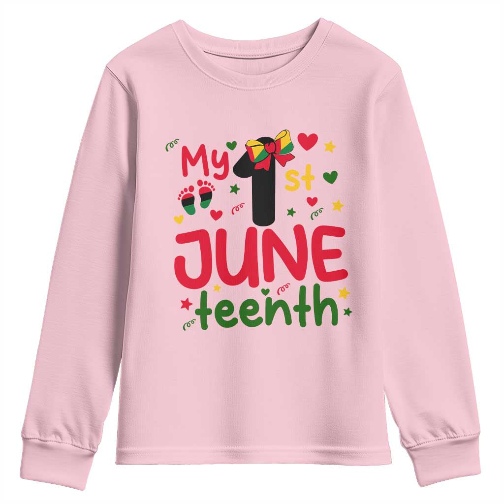 My First Juneteenth Youth Sweatshirt African American Baby Freedom Day TS12 Light Pink Print Your Wear