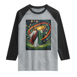 Black Jesus Juneteenth Raglan Shirt African American Christian Pride TS12 Heather Gray Black Print Your Wear