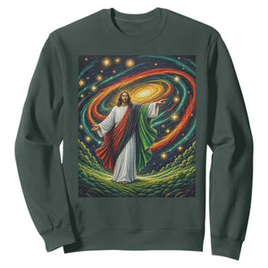 Black Jesus Juneteenth Sweatshirt African American Christian Pride TS12 Dark Forest Green Print Your Wear
