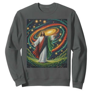 Black Jesus Juneteenth Sweatshirt African American Christian Pride TS12 Dark Heather Print Your Wear