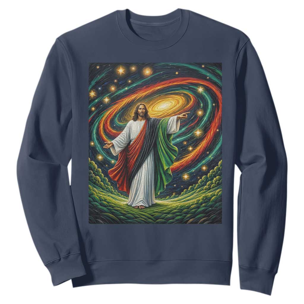 Black Jesus Juneteenth Sweatshirt African American Christian Pride TS12 Navy Print Your Wear