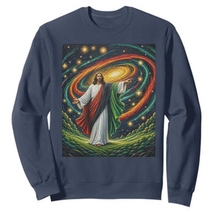 Black Jesus Juneteenth Sweatshirt African American Christian Pride TS12 Navy Print Your Wear
