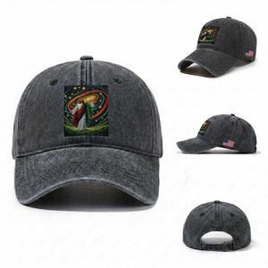 Black Jesus Juneteenth Washed Cotton Baseball Cap African American Christian Pride TS12 Washed Cap Universal Fit Dark Gray Print Your Wear