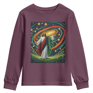 Black Jesus Juneteenth Youth Sweatshirt African American Christian Pride TS12 Maroon Print Your Wear