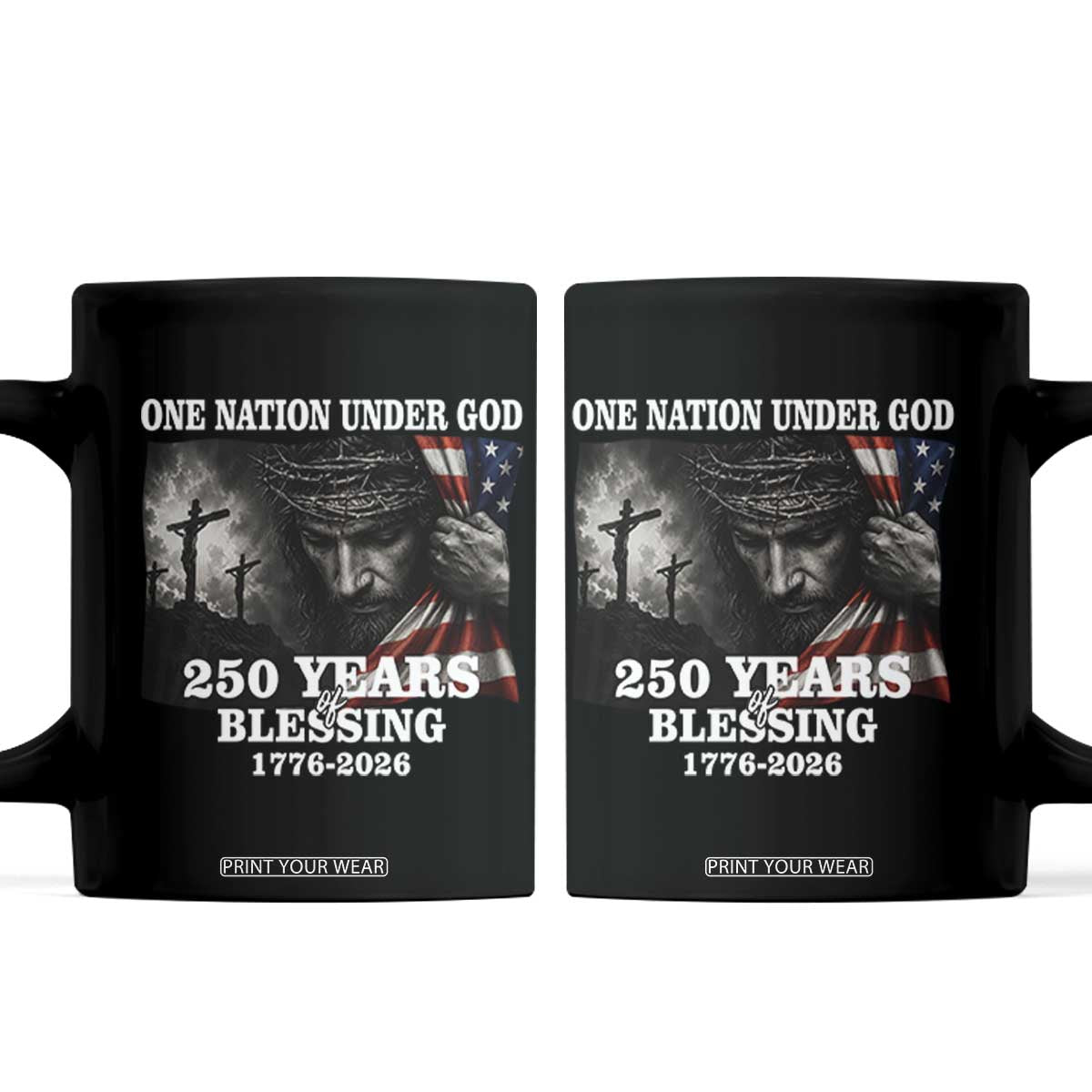 One Nation Under God 250th Anniversary Coffee Mug American Patriotic Faith TS12 Black Print Your Wear