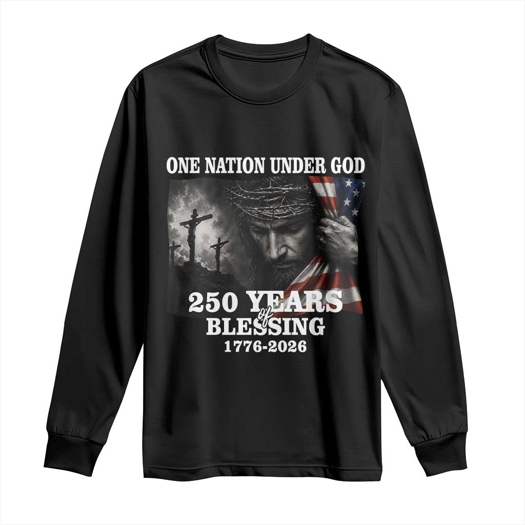 One Nation Under God 250th Anniversary Long Sleeve Shirt American Patriotic Faith TS12 Black Print Your Wear