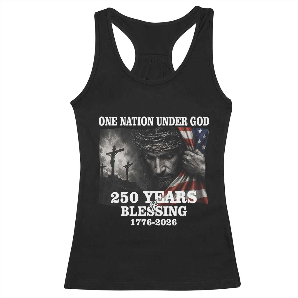 One Nation Under God 250th Anniversary Racerback Tank Top American Patriotic Faith TS12 Black Print Your Wear