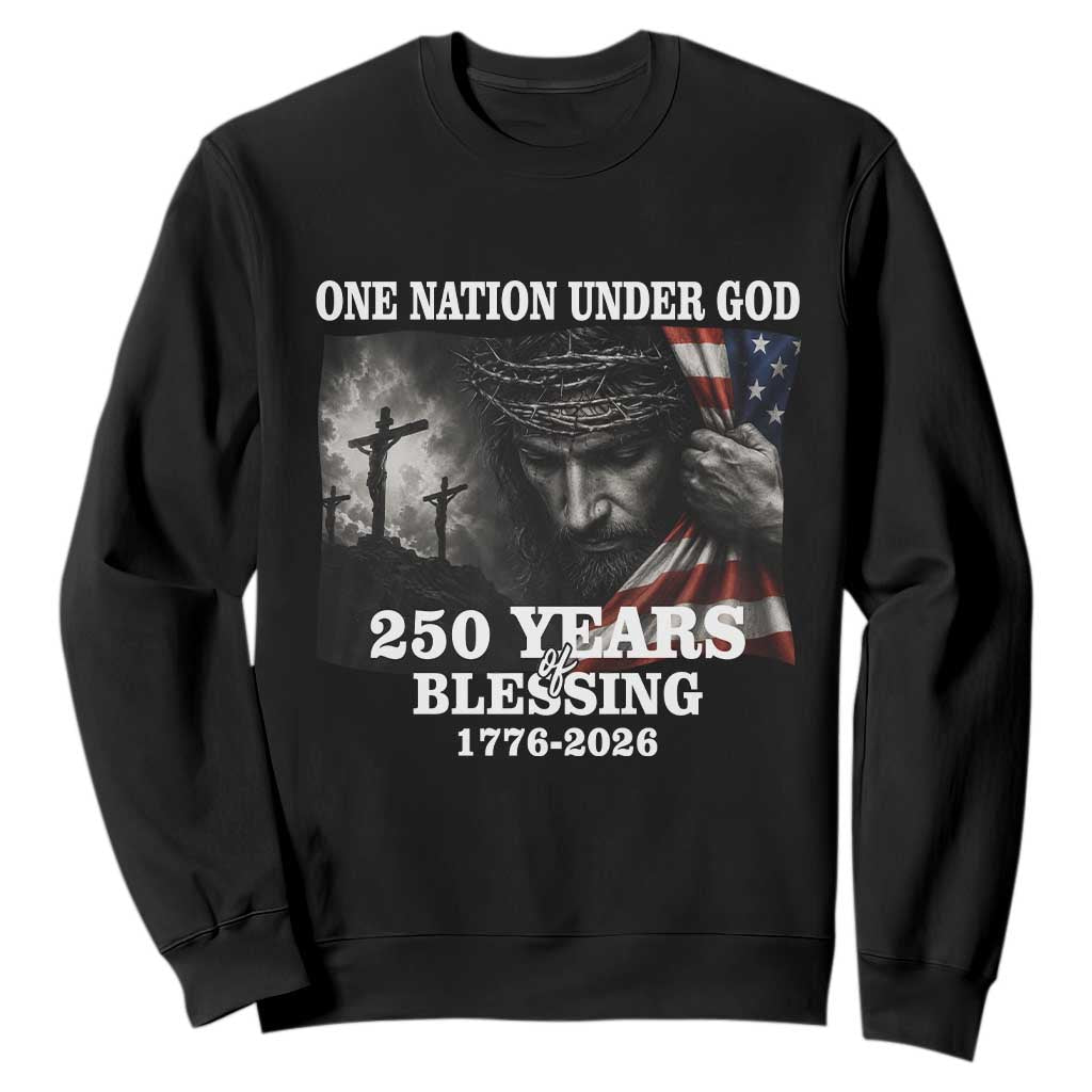 One Nation Under God 250th Anniversary Sweatshirt American Patriotic Faith TS12 Black Print Your Wear