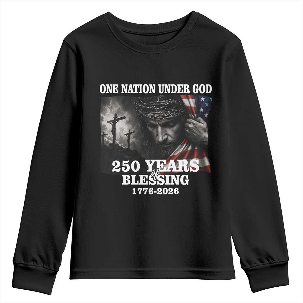One Nation Under God 250th Anniversary Youth Sweatshirt American Patriotic Faith TS12 Black Print Your Wear