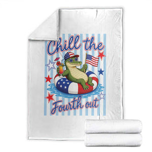 Funny Patriotic Alligator Throw Blanket Chill The Fourth Out TS12 White Print Your Wear
