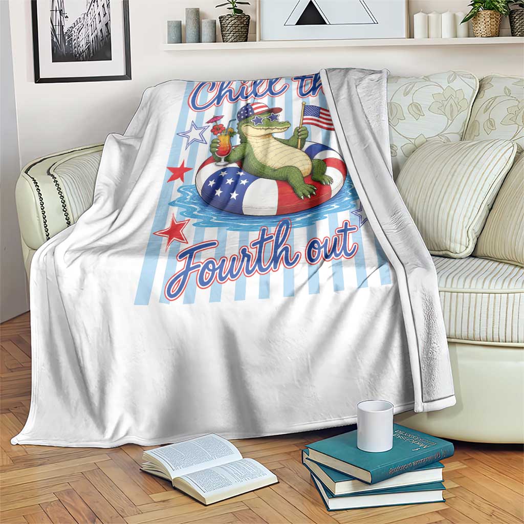 Funny Patriotic Alligator Throw Blanket Chill The Fourth Out TS12 Print Your Wear