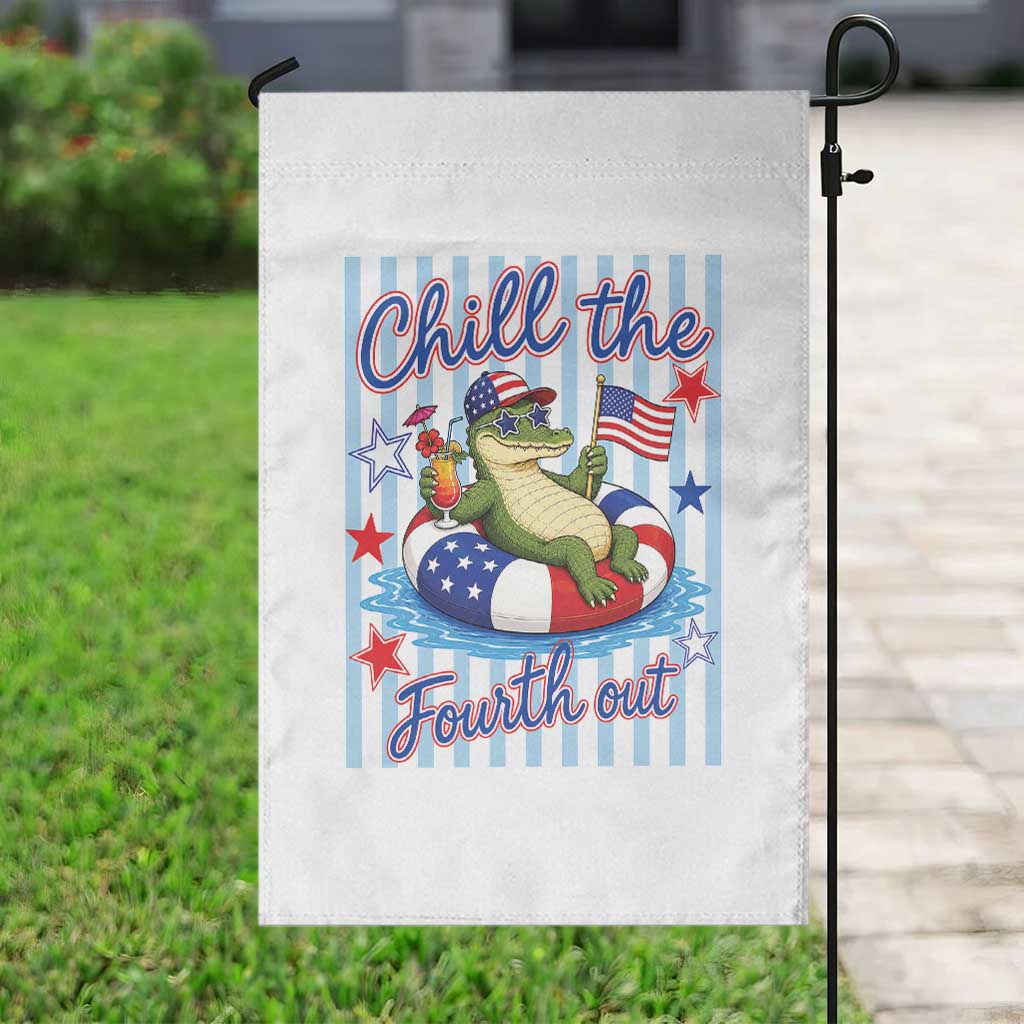 Funny Patriotic Alligator Garden Flag Chill The Fourth Out TS12 Print Your Wear