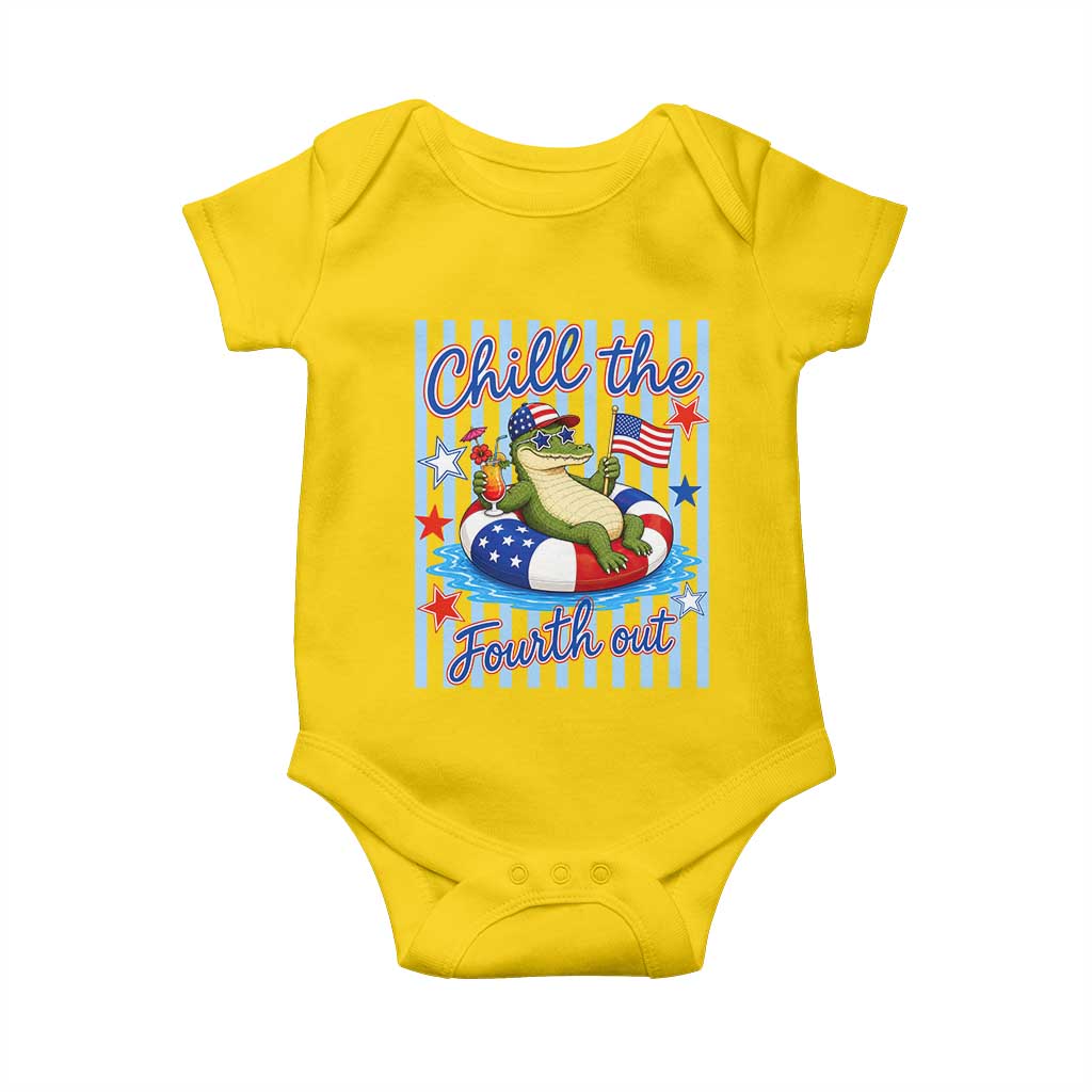 Funny Patriotic Alligator Baby Onesie Chill The Fourth Out TS12 Daisy Print Your Wear