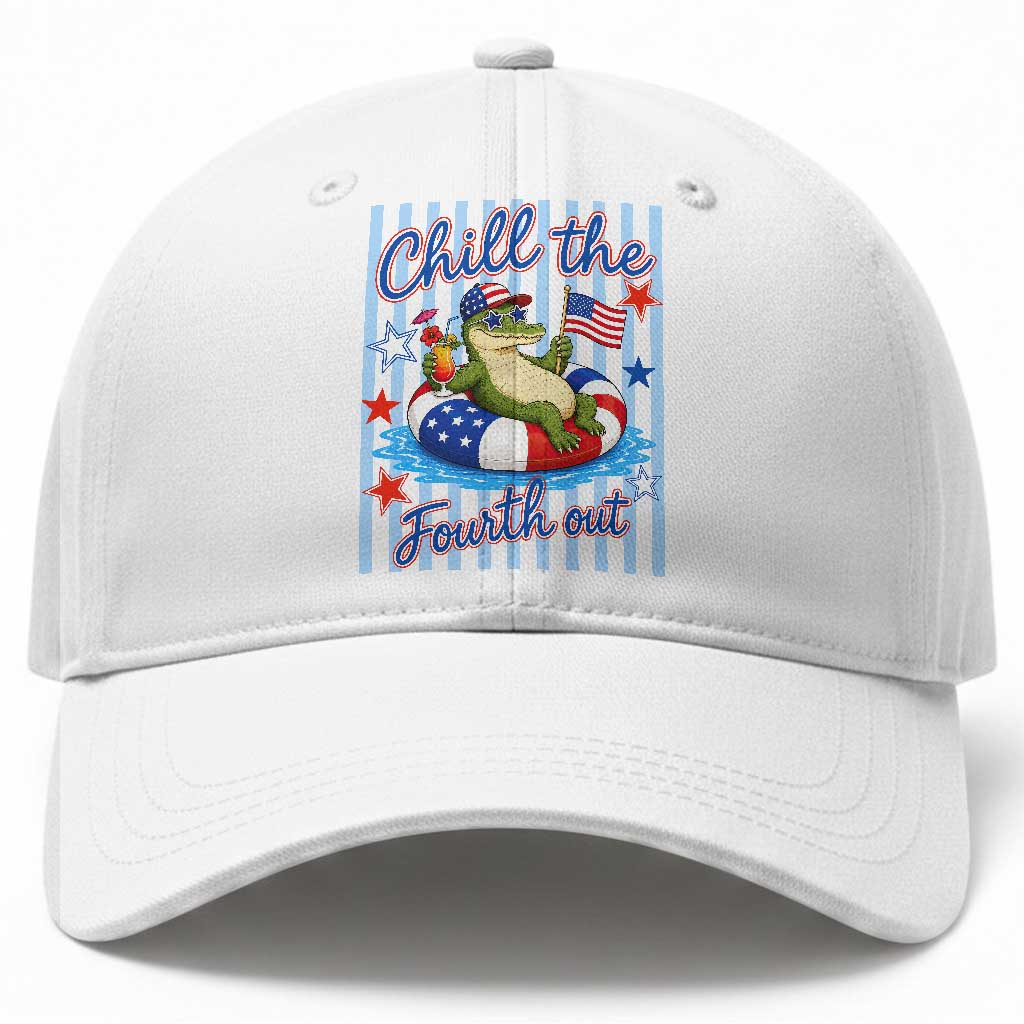 Funny Patriotic Alligator Baseball Cap Chill The Fourth Out TS12 Print Your Wear